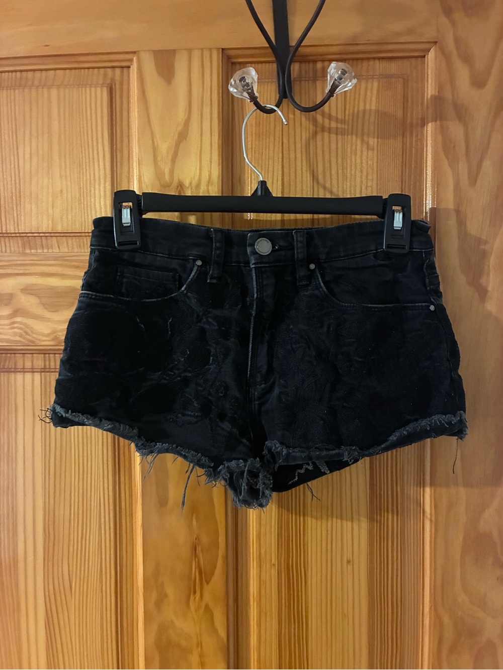 Blank NYC Black Distressed Denim Cutoff Shorts